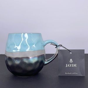 Potter's Corner Jayde Teal Dye Coffee Mug Hammered Bulb 16oz
